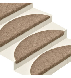 Tapis d'escalier autocollants 15 pcs Crème 65x21x4cm Aiguilleté