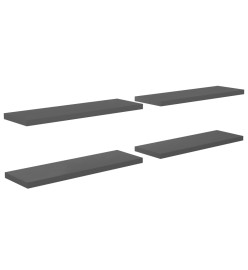 Étagère murale flottante 4 pcs Gris brillant 120x23,5x3,8cm MDF