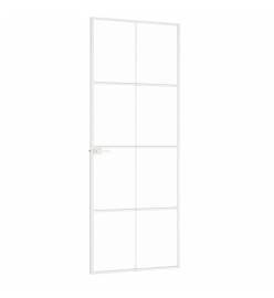 Porte d'intérieur Blanc 76x201,5 cm Trempé verre aluminium fin