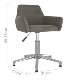 Chaise pivotante de bureau Gris foncé Velours