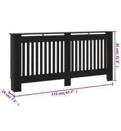 Cache-radiateur Noir 172x19x81 cm MDF