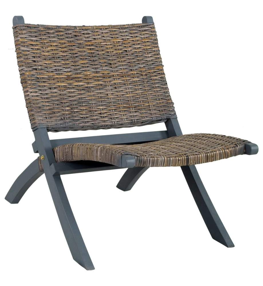 Chaise de relaxation Gris Rotin naturel kubu et bois d'acajou