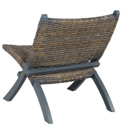 Chaise de relaxation Gris Rotin naturel kubu et bois d'acajou