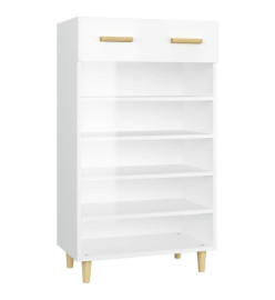 Armoire à chaussure Blanc brillant 60x35x105 cm Bois ingénierie