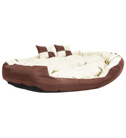 Coussin réversible lavable de chien Marron/crème 150x120x25 cm