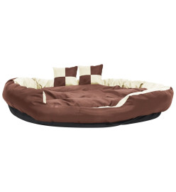 Coussin réversible lavable de chien Marron/crème 150x120x25 cm