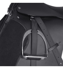 Set de selle équitation 16" en cuir véritable 14 cm 5 en 1 noir