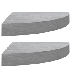 Étagères d'angle murales 2 pcs Gris béton 35x35x3,8 cm MDF