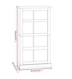 Bibliothèque 4 niveaux Gamme Corona Pin mexicain 81x29x150 cm