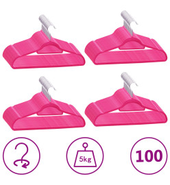 Cintres antidérapants 100 pcs Rose Velours