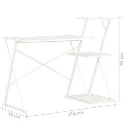 Bureau avec étagère Blanc 116x50x93 cm