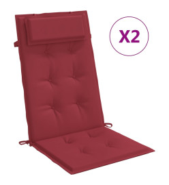 Coussins de chaise à dossier haut lot de 2 rouge bordeaux