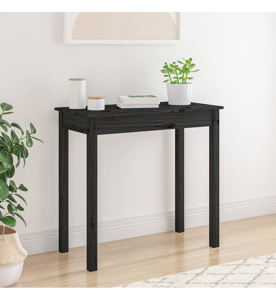 Table console Noir 80x40x75 cm Bois massif de pin