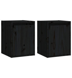 Armoires murales 2 pcs Noir 30x30x40 cm Bois de pin massif