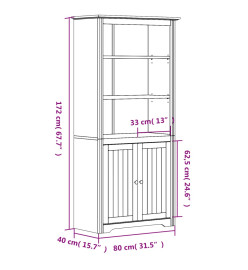 Bibliothèque BODO blanc and marron 80x40x172cm bois massif pin