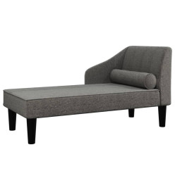 Chaise longue avec traversin gris foncé tissu