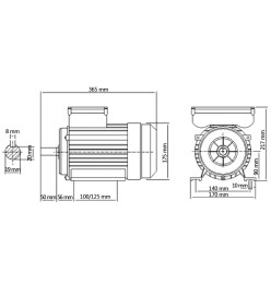 Moteur monophasé Aluminium 2,2kW/3 CH 2 pôles 2800 tr/min