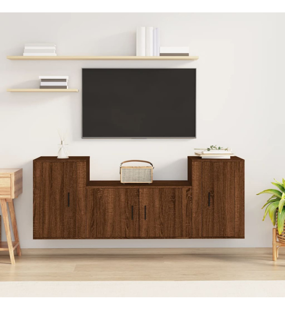 Ensemble de meubles TV 3 pcs Chêne marron Bois d'ingénierie