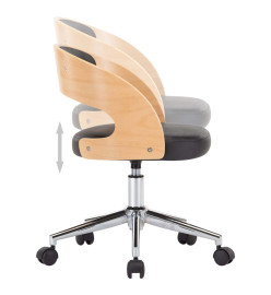 Chaise pivotante de bureau Noir Bois courbé et similicuir