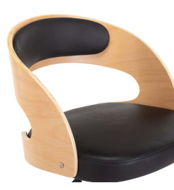 Chaise pivotante de bureau Noir Bois courbé et similicuir