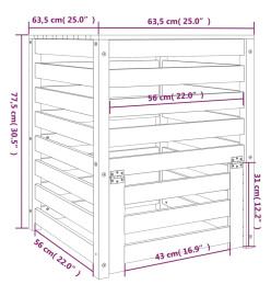 Composteur Noir 63,5x63,5x77,5 cm Bois massif de pin