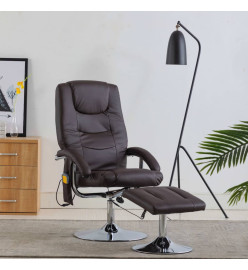 Fauteuil de massage avec repose-pied marron similicuir