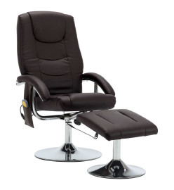 Fauteuil de massage avec repose-pied marron similicuir