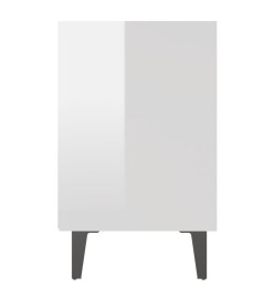 Tables de chevet pieds en métal 2 pcs Blanc brillant 40x30x50cm