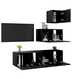 Ensemble de meuble TV 4 pcs Noir Aggloméré