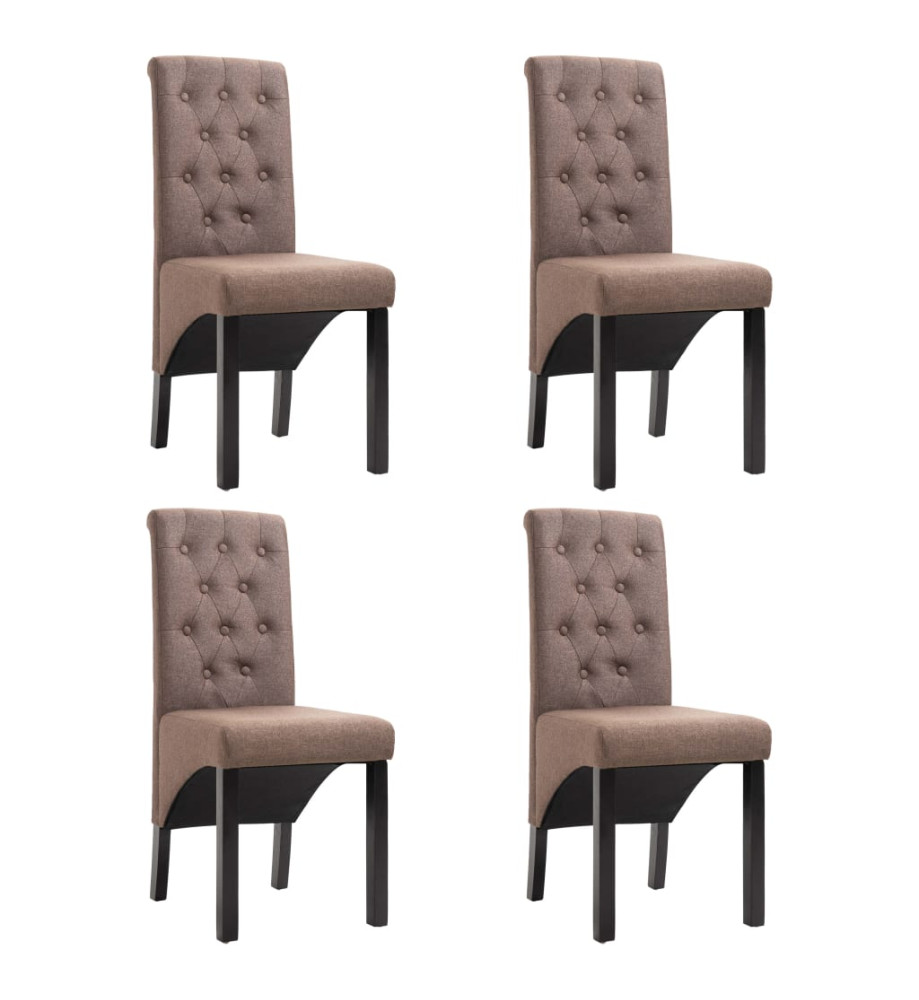 Chaises à manger lot de 4 marron tissu