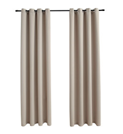 Rideaux occultants avec anneaux en métal 2 pcs Beige 140x175 cm