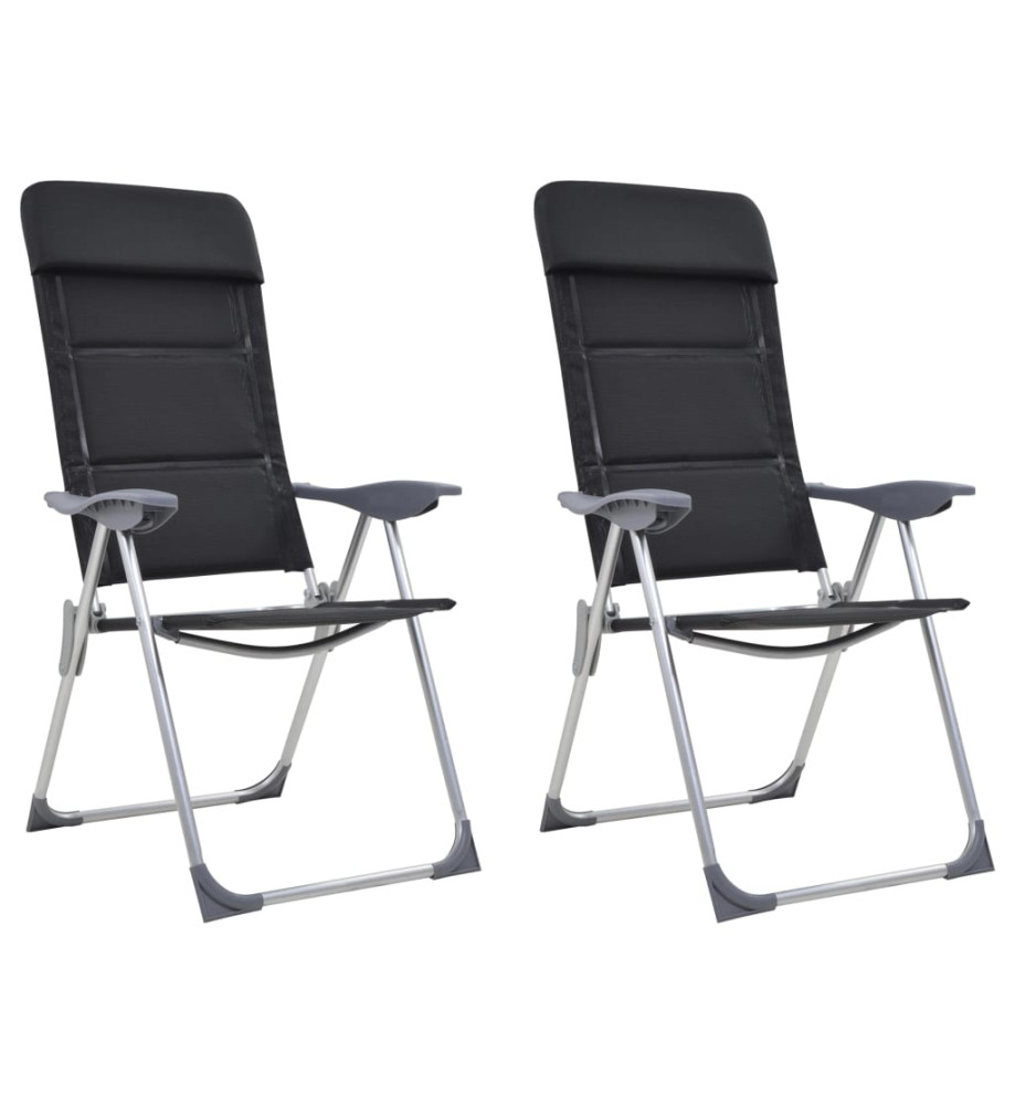 Chaise de camping 2 pcs Noir 58x69x111 cm Aluminium