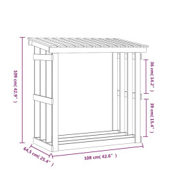 Support pour bois de chauffage Blanc 108x64,5x109cm Bois de pin