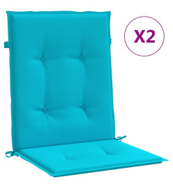 Coussins de chaise à dossier bas 2 pcs turquoise tissu