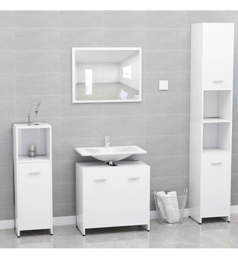 Ensemble de meubles de salle de bain Blanc Bois d'ingénierie