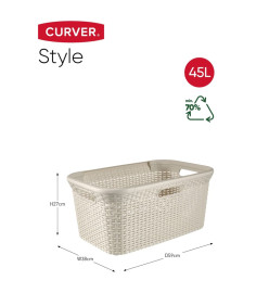 Curver Panier à linge Style 45 L Blanc vintage