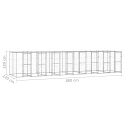 Chenil extérieur Acier galvanisé avec toit 19,36 m²