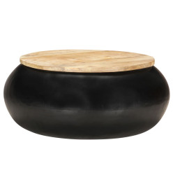 Table basse Noir 68x68x30 cm Bois de manguier solide