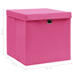 Boîtes de rangement avec couvercles 10pcs Rose 32x32x32cm Tissu