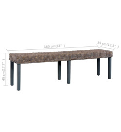 Banc 160 cm Gris Rotin naturel kubu et bois de manguier massif