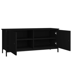 Meuble TV avec portes noir 102x35x45 cm bois d'ingénierie