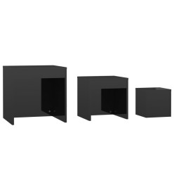 Tables gigognes 3 pcs Noir brillant Aggloméré