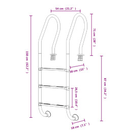 Échelle de piscine 54x38x158 cm acier inoxydable 304