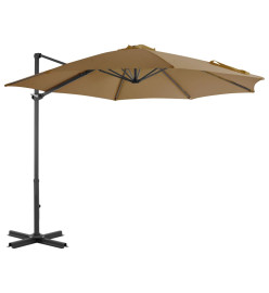 Parasol en porte-à-faux avec poteau en aluminium 300 cm Taupe