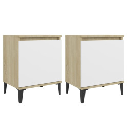 Tables de chevet 2 pcs Blanc et chêne sonoma 40x30x50 cm