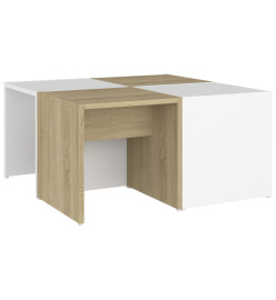 Tables basses 4 pcs Blanc et chêne Sonoma 33x33x33 cm Aggloméré