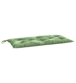 Coussin de banc de jardin motif de feuilles 110x50x7 cm tissu