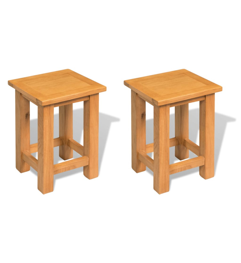 Tables d'appoint 2 pcs 27 x 24 x 37 cm Bois de chêne massif