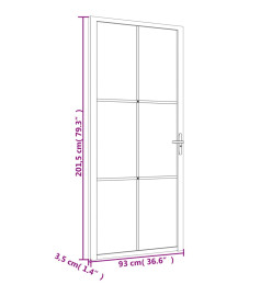 Porte intérieure 93x201,5 cm Noir Verre ESG et aluminium