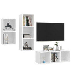 Ensemble de meuble TV 3 pcs Blanc Aggloméré